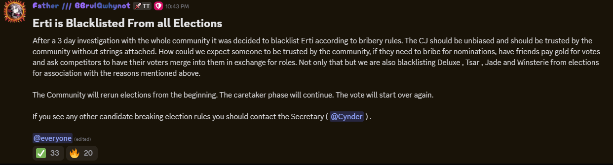 Blacklist announcement