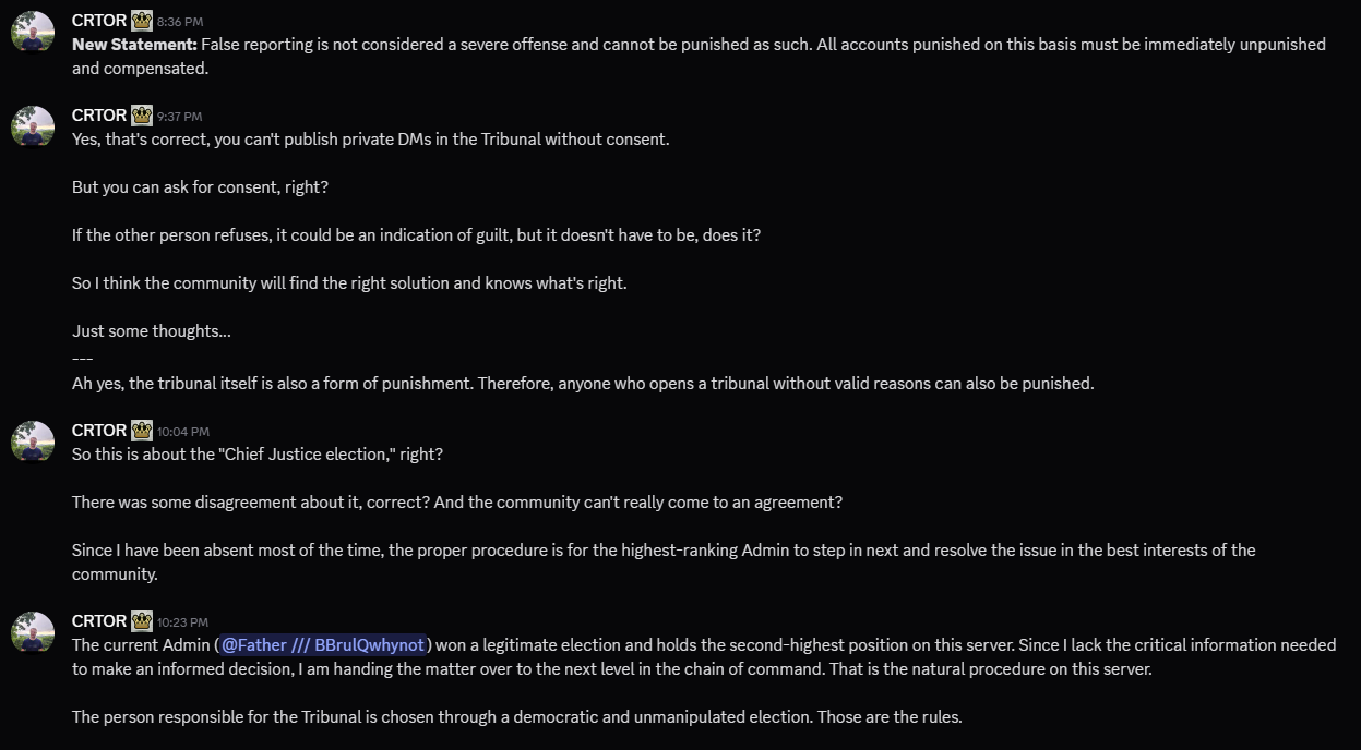 CRTOR's statement