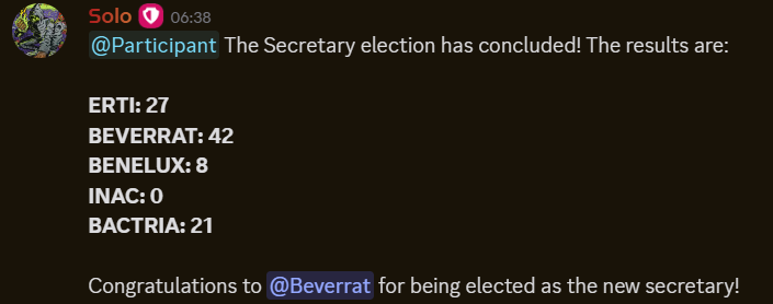 Secretary Election Results