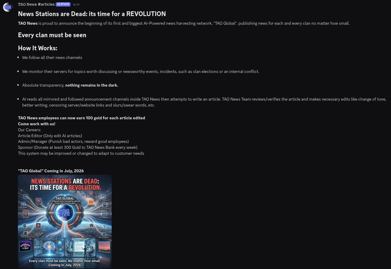 TAO Global announcement